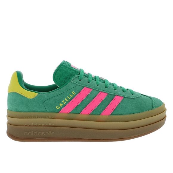 adidas Women's Gazelle Bold W Court greenLucid Pink/Pure Sulfur 9 US